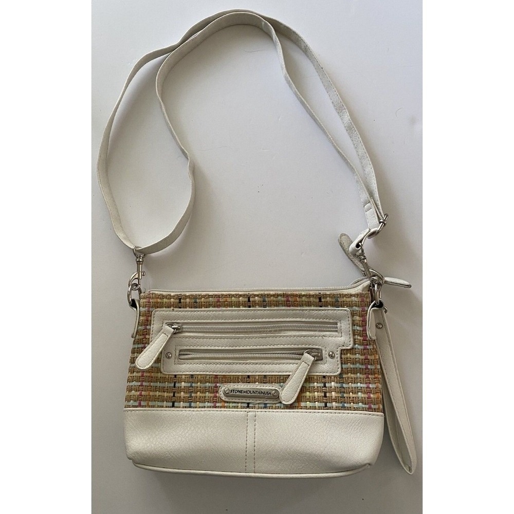 Stone‎ Mountain Woven Crossbody Bag Ivory Purse Neutral Tones Elegant